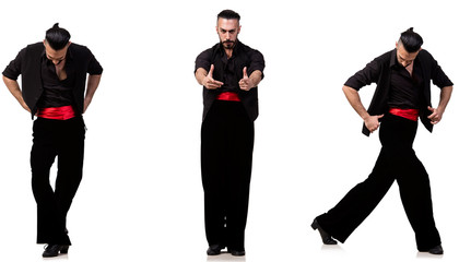 Spanish dancer in various poses on white