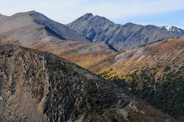 An abstract view of the mountainous terrain seen from the Jasper Tramway, Rocky Mountains, Alberta