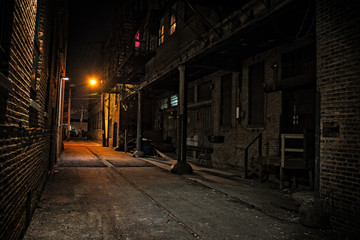 Naklejka na ściany i meble Dark City Alley at Night