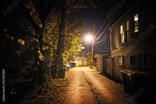 Dark City Alley At Night Wall Mural Wallpaper Murals Wallsheaven Bruno Passigatti