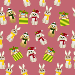 Naklejka premium cute rabbit with scarf