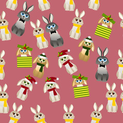 Naklejka premium cute rabbit with scarf