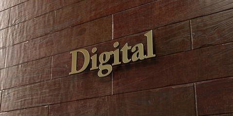 Digital - Bronze plaque mounted on maple wood wall  - 3D rendered royalty free stock picture. This image can be used for an online website banner ad or a print postcard.