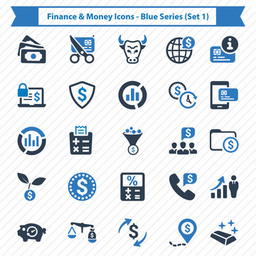 Finance & Money Icons - Blue Series (Set 1)