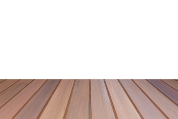 Top of brown wooden table isolated on white background