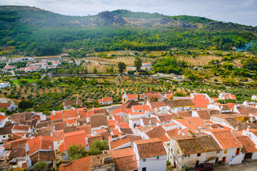 Fototapeta na wymiar Castelo de Vide is a Ancient village.View of the Old Town and the surrounding hills from the medieval castle. Alentejo Region. Portugal