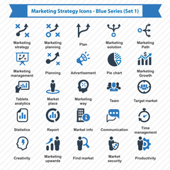 Marketing Strategy Icons - Blue Series (Set 1)