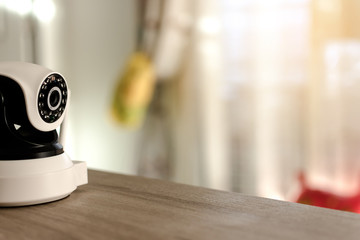 The CCTV security camera operating in home.