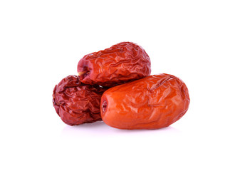 Dried red date or Chinese jujube on white background