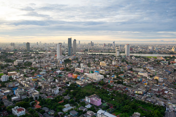 Bangkok sunrise, City scape view on metropolis of Thailand