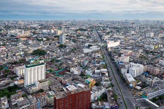 Bangkok City Scape on Bright Sky Day, The most populous metropolis in Thailand