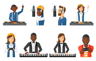 Vector set of musicians people characters.