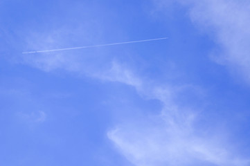 Beautiful sky daylight in the sea and airplane