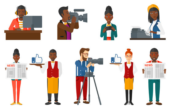 Vector set of media people characters.