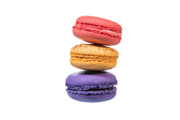 Macaroons isolated on white background with clipping path