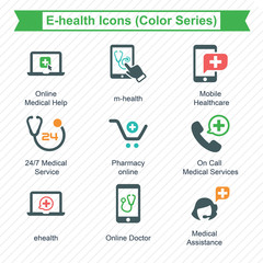  E-health Icons (Color Series)