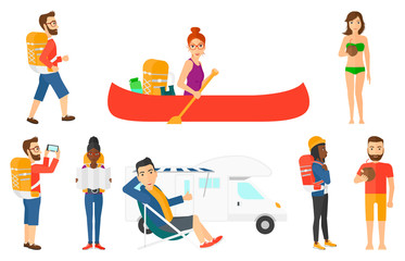 Vector set of traveling people.