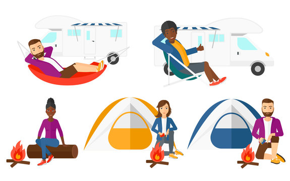 Vector set of traveling people.