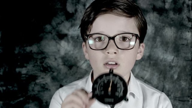 4k Science Shot of a Boy in Laboratory Blowing a Thermometer