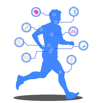  running and icon infographics concept in flat style