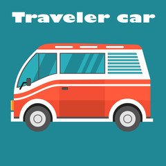 red traveler car, vector journey transportation car