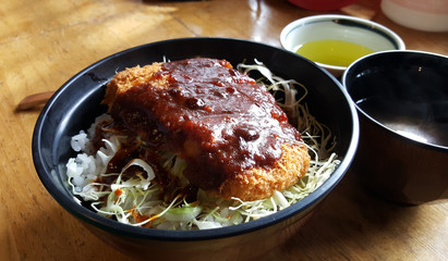 Japanese style deep fried pork with rice