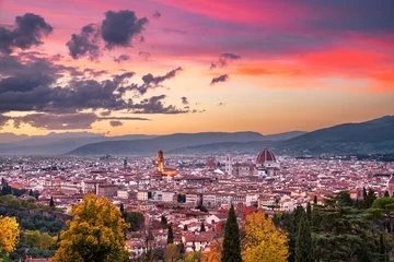Rolgordijnen Florence or Firenze sunset aerial cityscape.Tuscany, Italy © stevanzz