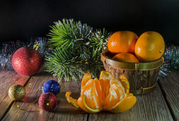 tangerine and christmas decoration