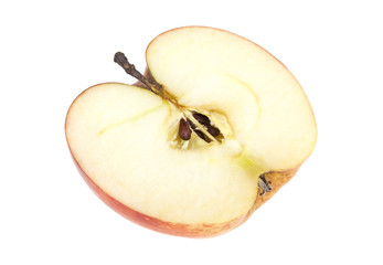 Half red apple isolated on white background