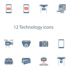 technology icons vector set in outline style