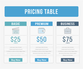 Obraz premium Pricing Table