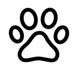 Dog or cat paw print line art icon for animal apps and websites © martialred