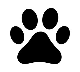 Dog or cat paw print flat icon for animal apps and websites - obrazy, fototapety, plakaty