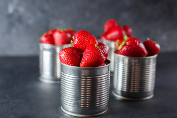  Fresh strawberry on gray background . Dessert with strawberries and chocolate, caramel....