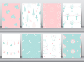 Set of seamless background pattern of christmas winter,seamless winter,seamless backgrounds,Vector illustrations