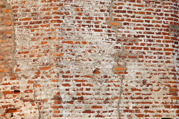 a fragment of masonry old red brick fortress wall, texture