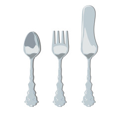 Cutlery: spoon, fork, knife. Retro design. Vector illustration