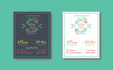 Holiday Party Flyer Design with circle of flower