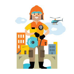 Vector Emergency rescue service. Flat style colorful Cartoon illustration.