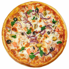 fresh italian classic original pizza isolated on white 