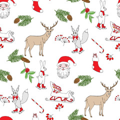  Seamless pattern with Christmas forest