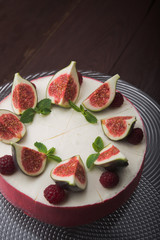 Fototapeta na wymiar tasty figs cake with fruit