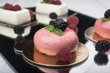 tasty cake with raspberries