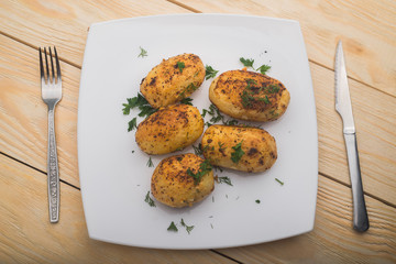 fried potatoes on wood table