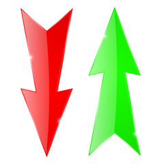 Sharp arrows. Green up and red down icons