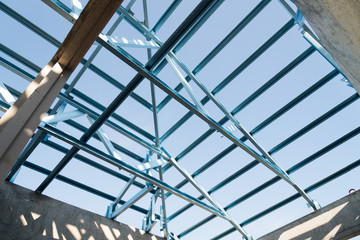 Structure of steel roof.