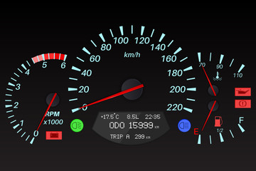 Black dashboard signs. Car computer