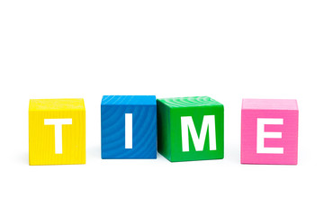 Time Concept with wooden block