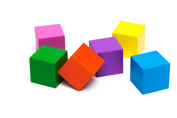 Obraz premium colored children cubes on white isolated background