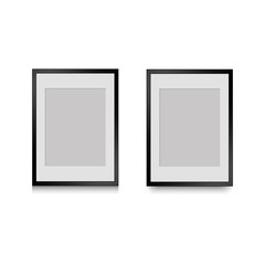 Antique photo frames with shadow for wall, vector illustration